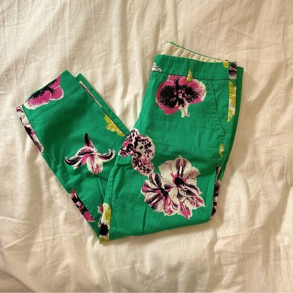 Green Floral Pop Cropped Pants from J.Crew Factory - Picture 2 of 5